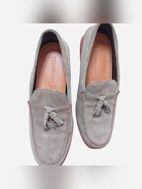 Rockport Men's Gray Suede Leather Tassel Loafers Size 10M Stain & Water Resistan